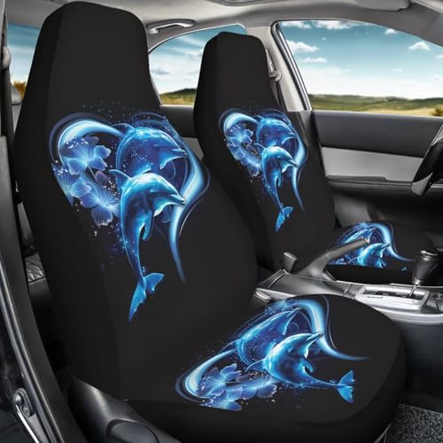 Blue Dolphin Car Front Seat Covers 2 Pack Polyester Automotive Seat Protectors Soft & Breathable, Vehicle Interior Accessories for Most Cars