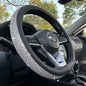 D Shaped Bling Comfy Steering Wheel Cover with Jumbo Crystal Rhinestones, Anti-Slip Diamond Leather, Flat Bottom 14.5-15 Inch (Silver) - color: 1.Silver, size: D Shaped/Flat Bottom[14 1/2''-15'']