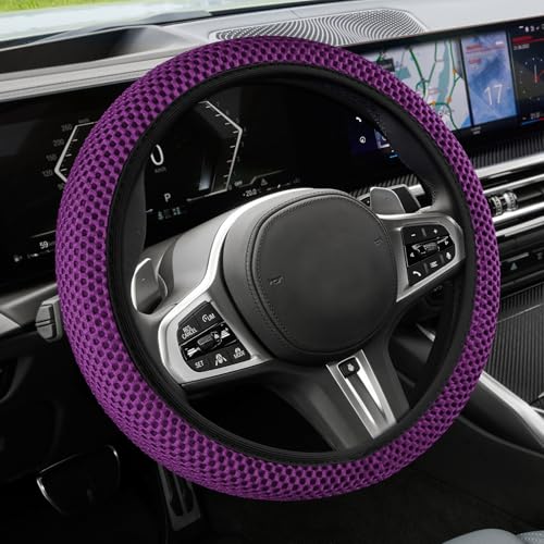 Elastic Stretch Steering Wheel Cover, Steering Wheel Cover, 15" Breathable Auto Steering Wheel Protector, Universal Car Accessories Comfortable Non-Slip Vehicle Steering Wheel Covers for Women Men - color: Violet