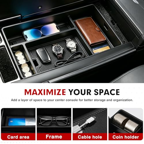 Autorder Center Console Organizer for 2022 2023 2024 2025 2026 Lexus NX NX 250/NX 350/NX 350h 450h+ Accessories Armrest Storage Box Secondary Insert Tray with Anti-Slip Mat - size: 2022-2026 Lexus NX 250/350/350h/450h+