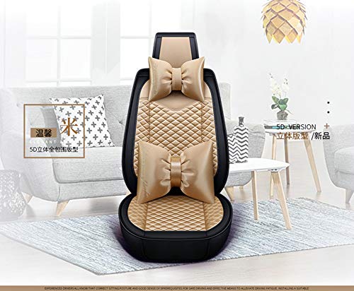 Bling Retro Fashion Lattice Silk and Leather Car Seat Covers Front and Rear Seat Covers Universal Fit (Champagne-Luxury) - color: Champagne-Luxury
