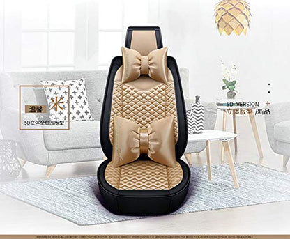 Bling Retro Fashion Lattice Silk and Leather Car Seat Covers Front and Rear Seat Covers Universal Fit (Champagne-Luxury) - color: Champagne-Luxury