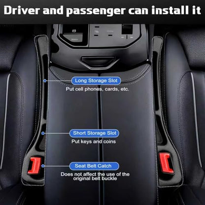 4PCS Car Seat Gap Filler Organizer, Universal Car Seat GapBlocker with Storage Slot, Leak-Proof Seat Gap Plug for Car SUV Truck,Automotive Interior Accessories, Black