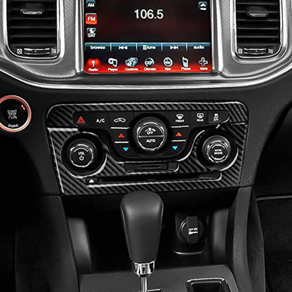 Car Air Conditioner Volume Switch Panel Decals for 2011 2012 2013 2014 Dodge Charger Accessories Carbon Fiber Interior Stickers - color: Air Conditioner Panel