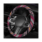 Boho Steering Wheel Cover, Anti-Slip Coarse Flax Cloth Ethnic Style Auto Wheel Cover, Breathable Boho Auto Steering Wheel Protector for Women Men, Car Accessories (Style J)
