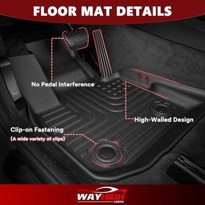 Wayhigh® Floor Mats & Cargo Liner for 2016-2024 2025 Chevy Malibu (Not Fit Hybrid) Custom Fit All Weather TPE Heavy Duty Car Mats Chevy Malibu Accessories - Black - style: 5) For Chevy Malibu / 2016-2025 / Mats Set