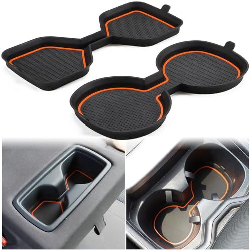 Auovo 3D Cup Holder Inserts for Toyota RAV4 Accessories 2025 2024 2023 2022 2021 2020 2019 Silicone Center Console Cup Holder Coaster Liner Mat Pad Interior Trims (Orange, 2pcs kit) - color: Orange, size: 2PCS