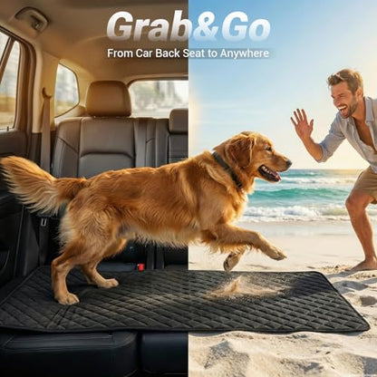 PetDance Multi-Purpose Slim Dog Mat for Car Back Seat, Sofa, Floor, Outdoor, Park Bench, Camping, Non-Slip & Waterproof Dog Blanket, Dog Bed Mat Pad for Sedan |Mid-Size & Compact SUV/Trucks - size: L (52"x23")