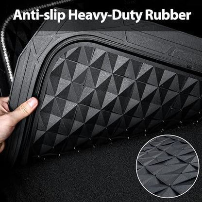 CAR PASS Bling Diamond Black Rubber Car Mats, Heavy Duty Deep Dish All-Weather Floor Mat Anti-Slip 3D Rhombus Waterproof Trim to Fit Liner Universal Glitter Sparkly Shining Rhinestone, 3 Pcs Silver - color: Silver Diamond
