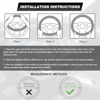 Car Steering Wheel Cover, 15 Inch Premium Leather Breathable Non-Slip Wheels Wrap, Universal Auto Comfortable Steering Wheel Protector for SUV Truck Van, Car Accessories (Purple)