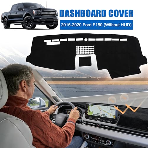YYCKE Dash Cover Mat Custom Fit for 2015-2020 Ford F150 (Without HUD) (Not fits for 2018 F150 Dashboard Without Speaker in Center Bin) Accessories Dashboard Pad Carpet Protector - size: Fo-rd F150 2015-2020