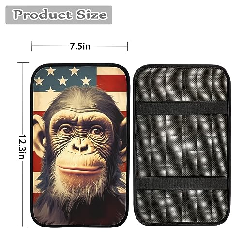 Car Center Console Pad, Universal Waterproof Car Armrest Seat Box Cover, Car Interior Accessories for Most Vehicle SUV Truck Vintage American Flag Monkey Car Armrest Pad - color: vintage american flag monkey