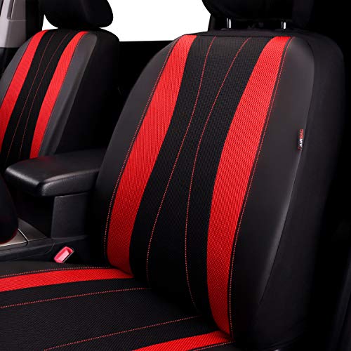 Flying Banner car seat Covers Full Set Faux Leather Air Mesh Breathable Man Lady Airbag Compatible Rear Bench Split 40/60 50/50 60/40 Truck Pick Up (Full Set - Low Back, Black Red) - color: Black Red