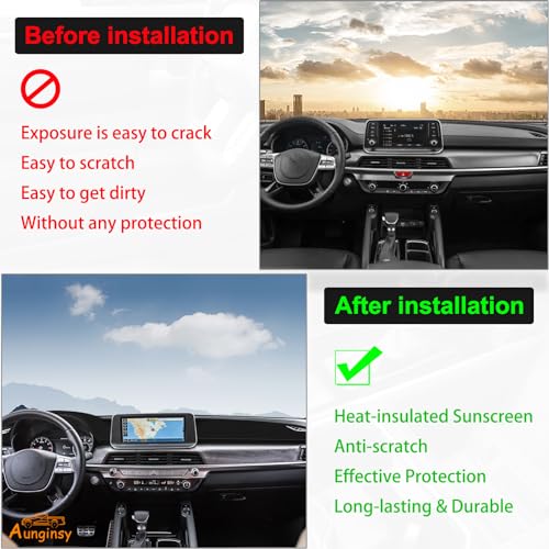 Aunginsy Dashboard Cover Mat Compatible with Kia Telluride 2020-2022 SUV Dashboard Dash Cover Nonslip Black Mat Sun Pad Dash Carpet Sunshade Glare UV Rays Protector Car Interior Accessories-with HUD - color: Black(With HUD)