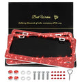 QUANQIUFEI 2 Pack Bling License Plate Frames for Women, Sparkly Rhinestone Diamond Car Accessories with Glitter Crystal Caps (Red) - color: Red