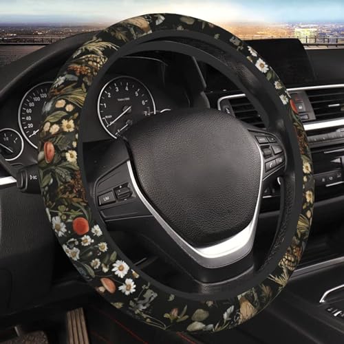 Vintage Mushroom Print Steering Wheel Cover for Women Men Cute Anti Slip and Sweat Absorption Car Steering Wheel Cover Comfortable Vehicle Auto Steering Wheel Protector - color: Mushroom