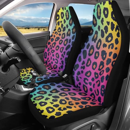 Gradient Leopard Print Car Seat Covers Set of 2 Automobile Front Seat Covers for SUV Trucks Chairs Vans Auto - color: Gradient Leopard