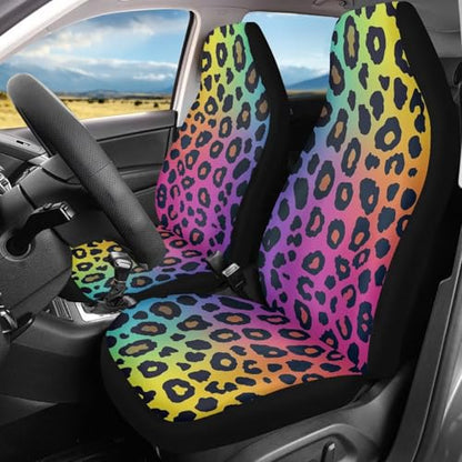Gradient Leopard Print Car Seat Covers Set of 2 Automobile Front Seat Covers for SUV Trucks Chairs Vans Auto - color: Gradient Leopard