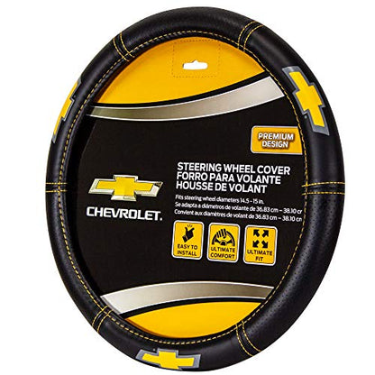 Plasticolor 006693R01 Deluxe High Contrast Stitching Premium Steering Wheel Cover Compatible with Chevrolet for Cars, Trucks & SUV
