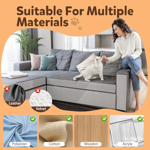 Anti Cat Scratch Furniture Protector, PET Single-Sided Sticky Couch Protector for Cats,100% Transparent Clear Training Self Adhesive Tape for Carpet, Sofa, Couch, Door (160in x12.4in)