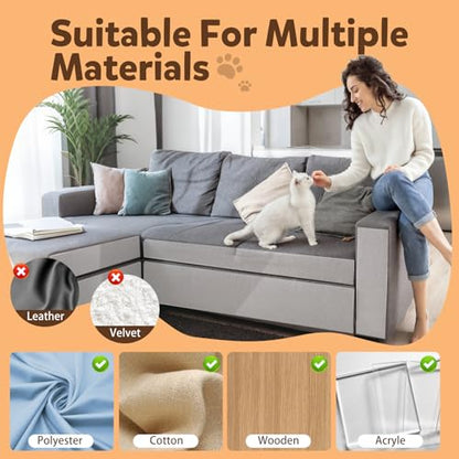 Anti Cat Scratch Furniture Protector, PET Single-Sided Sticky Couch Protector for Cats,100% Transparent Clear Training Self Adhesive Tape for Carpet, Sofa, Couch, Door (160in x12.4in)