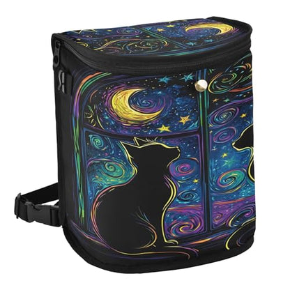 MNSRUU Car Trash Can with Lid, Two Black Cats in A Window Car Trash Bag Hanging Organizers and Storage for Front Back Seat, Leak-Proof Trash Bin - color: Cat A12617