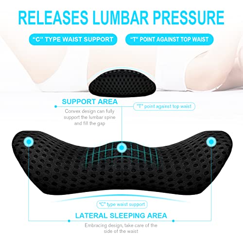 Lumbar Support Pillow for Office Chair, Memory Foam Lumbar Pillow for Lower Back Pain Relief (Black) - color: Black