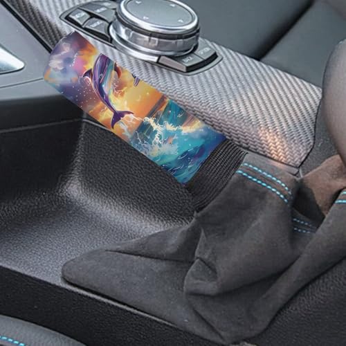 AFPANQZ Dolphin Car Gear Shift Cover Set, Car Gear Shift Knob Cover & Hand Brake Cover Women's Car Interior Accessories Universal Fits Most Vehicles Trucks Sedans - color: Cartoon Dolphin