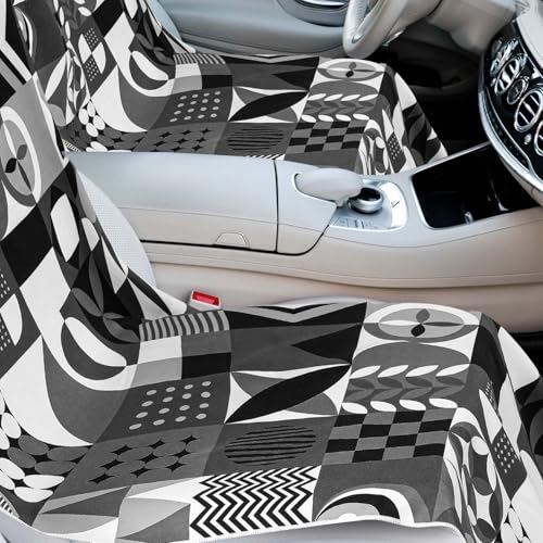Hahafelt Car Seat Towel Covers with Storage Bag, 63 x 32 Inch Universal Non Slip Waterproof Sweat Protector for Car Truck, Gym Swimming Running, Machine Washable(2 Pack,Black White Abstract) - style: Black White Abstract