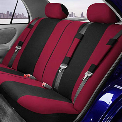 FH Group Light & Breezy Cloth Seat Full Car Seat Covers (Airbag & Split Ready) with Carpet Floor Mats- Universal Car, Truck, SUV, or Van (Burgundy/Black) FB030115 - color: Burgundy