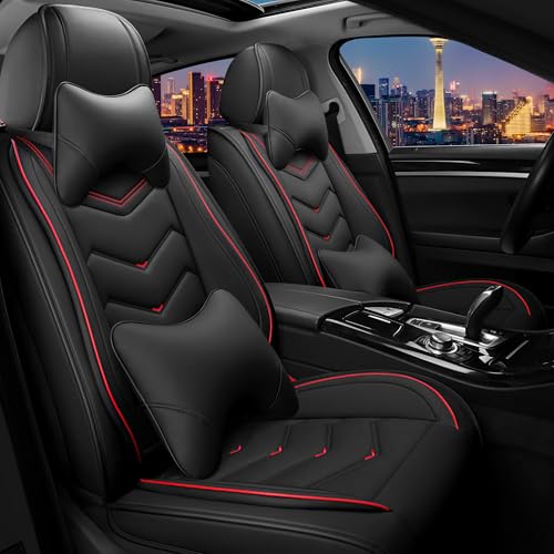 Car Seat Covers for Ford Fusion 2006-2020, Stylish Sport Seat Cover, Premium Nappa Leather Car Seat Cover. Automobile Seat Covers Sets.(Luxury 2 Seats/Black) - color: Black, size: Luxury 2 Seats