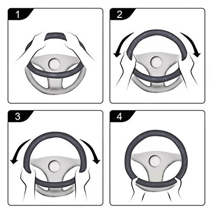 Soft D Shape Steering Wheel Cover, Warm Steering Wheel Cover Fashion Universal 15 inch, Gray