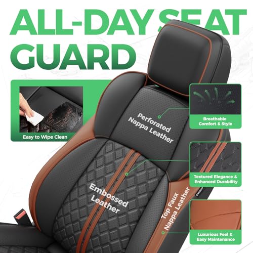 Custom Seat Covers for Tacoma 4th Gen 2024 2025 2026 Double Cab SR5/TRD Sport/TRD Off-Road/SR Full Set with Console Covers, Waterproof Leather Back and Front Seat Protectors Black Brown