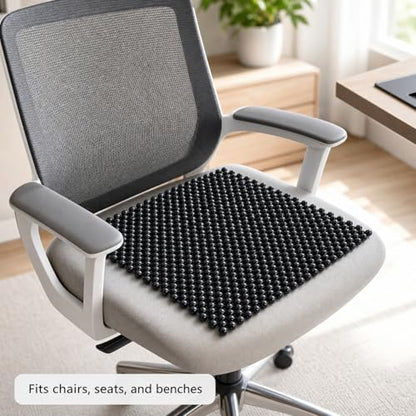 HJJKKH Natural Wood Beaded Seat Mat, Summer Office Chair Seat Cushion 17" x 17", Cooling Breathable Car Seat Cover Cushion for Vehicle Supplies Home Sofa Pads - color: Black
