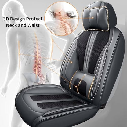 Custom Fit Faux Leather Seat Covers for Nissan Frontier 2007-2026 Full Set 5 Seats, Airbag Compatible, Black & Dark Gray - color: #066 Black&Gray, size: 5 Seats