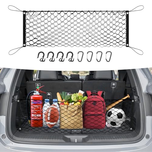 Canvcle Trunk Cargo Net for 2023-2025 2026 Honda Pilot Accessories Envelope Style Mesh Trunk Net Organizer and Storage Stretchable Adjustable Elastic Nylon Rear Cargo Netting with Hooks - style: for Honda Pilot