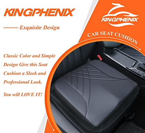 kingphenix Premium Car Seat Cushion, Memory Foam Driver Seat Cushion to Improve Driving View- Coccyx & Lower Back Pain Relief - Seat Cushion for Car, Truck, Office Chair (Leather Black) - color: Leather Black