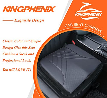 kingphenix Premium Car Seat Cushion, Memory Foam Driver Seat Cushion to Improve Driving View- Coccyx & Lower Back Pain Relief - Seat Cushion for Car, Truck, Office Chair (Leather Black) - color: Leather Black