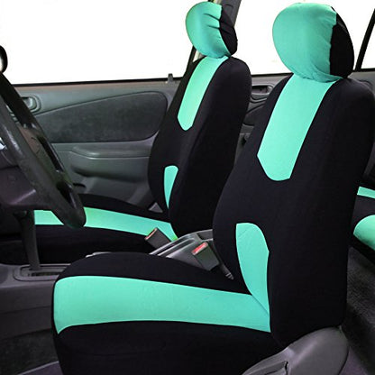 FH Group Car Seat Covers Full Set Cloth - Universal Fit Automotive Seat Covers, Low Back Front Seat Covers, Solid Back Seat Cover, Washable Car Seat Cover for SUV, Sedan and Van Mint - color: Mint, style: Seat Cover Full Set