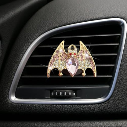New Bat Aromatherapy Car Decoration Clip Car Air Vent Decorative Fragrance Bat Rearview Mirror Pendant Ambience Decoration Pendant (Gold Bat & Silver Bat) - size: Gold Bat & Silver Bat