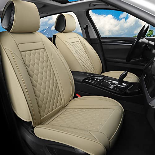 Car Seat Covers Front Pair,Universal Fit for Most Cars,SUV,Sedans and Pick-up Trucks,Automotive Faux Leather Vehicle Cushion Covers(Front Pair,Beige) - color: Beige, size: Front Pair