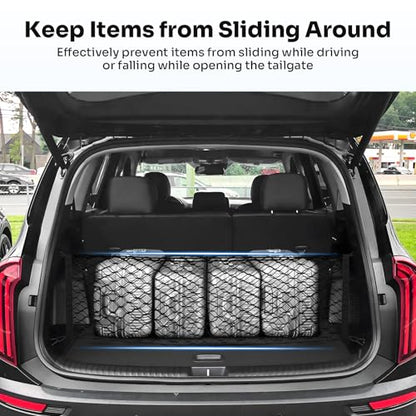 Canvcle Trunk Cargo Net for 2020-2026 Kia Telluride Accessories Envelope Style Mesh Trunk Net Organizer and Storage Stretchable Adjustable Elastic Nylon Rear Cargo Netting with Hooks - style: for Kia Telluride