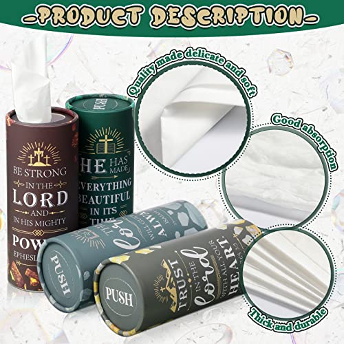 8 Pcs Car Tissue Holder Christian Verses Cylinder Boxes with Facial Tissue Bulk Religious Disposable Round Bible Napkins for Women Teacher Prayer Nurse Mother's Day Holiday Supplies Gifts