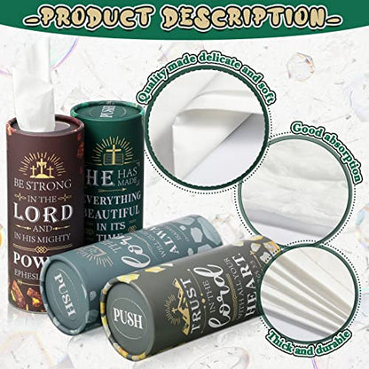 8 Pcs Car Tissue Holder Christian Verses Cylinder Boxes with Facial Tissue Bulk Religious Disposable Round Bible Napkins for Women Teacher Prayer Nurse Mother's Day Holiday Supplies Gifts