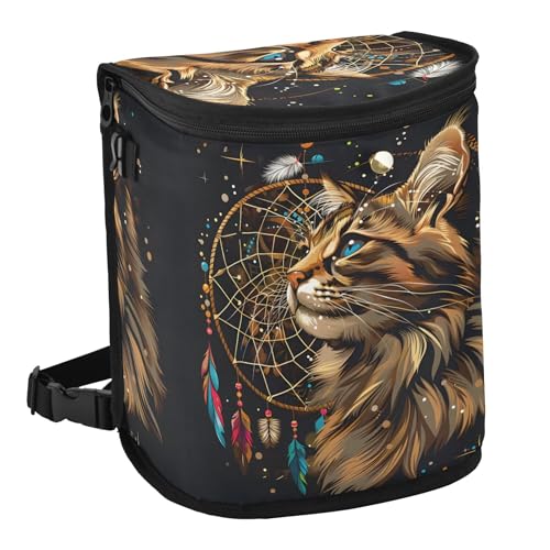 MNSRUU Car Trash Can with Lid, Cute Cat Dream Catcher Car Trash Bag Hanging Organizers and Storage for Front Back Seat, Leak-Proof Trash Bin - color: Cat A9016