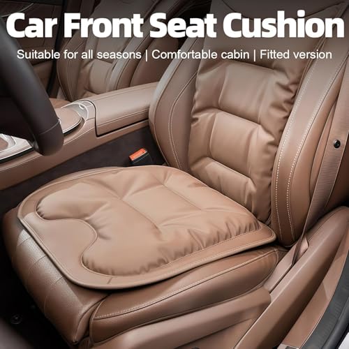 Car Seat Cushion, 2025 New Skin-Friendly Leather Seat Cushions, Breathable Dirt-Repellent Memory Foam Pad for Most Auto & Office Chairs (White)