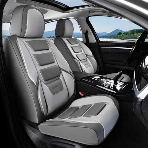Coverado Car Seat Covers, Front Covers for Cars, Car Seat Cover Front Seats, Car Seat Protector Waterproof, Leather Car Seat Cushion, Universal Interior Covers Seat Protectors for Most Cars - color: B230-Light-Gray, size: Front Pair