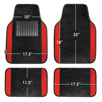 FH Group Automotive Floor Mats – Universal Fit Premium Carpet Car Mats with Driver Heel Pad, Full Set for Cars, SUVs & Trucks - Red - color: Red