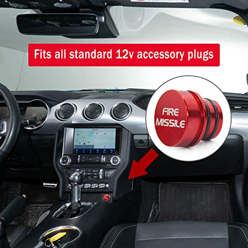 Cigarette Lighter Plug Cover Billet Aluminum Cigarette Lighter Plug, Fits All Vehicles with Standard 12 Volt Power Source Aluminum Dustproof Plug (FIRE Missile) - color: Fire Missile