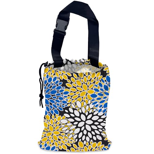 Chrysanthemum Car Trash Bag,Aster Flowers Hanging Drawstring Car Garbage Bag,Waterproof Canvas Car Back Seat Organizer with Adjustable Buckle,for Vehicles,SUVs,Camping,Road Trips - color: Chrysanthemum